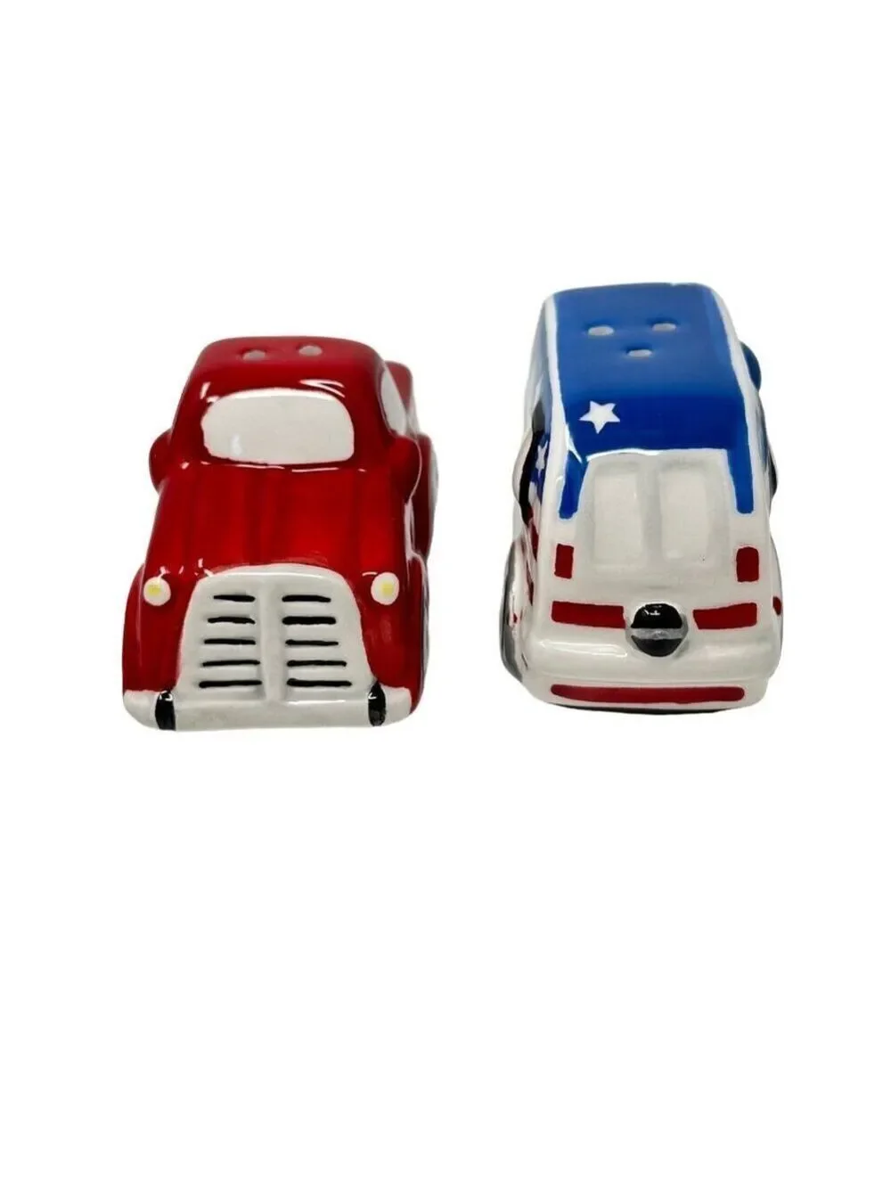 Red Truck Patriotic Summer July 4 Salt Pepper Shaker Set Camper Trailer NEW Blue
